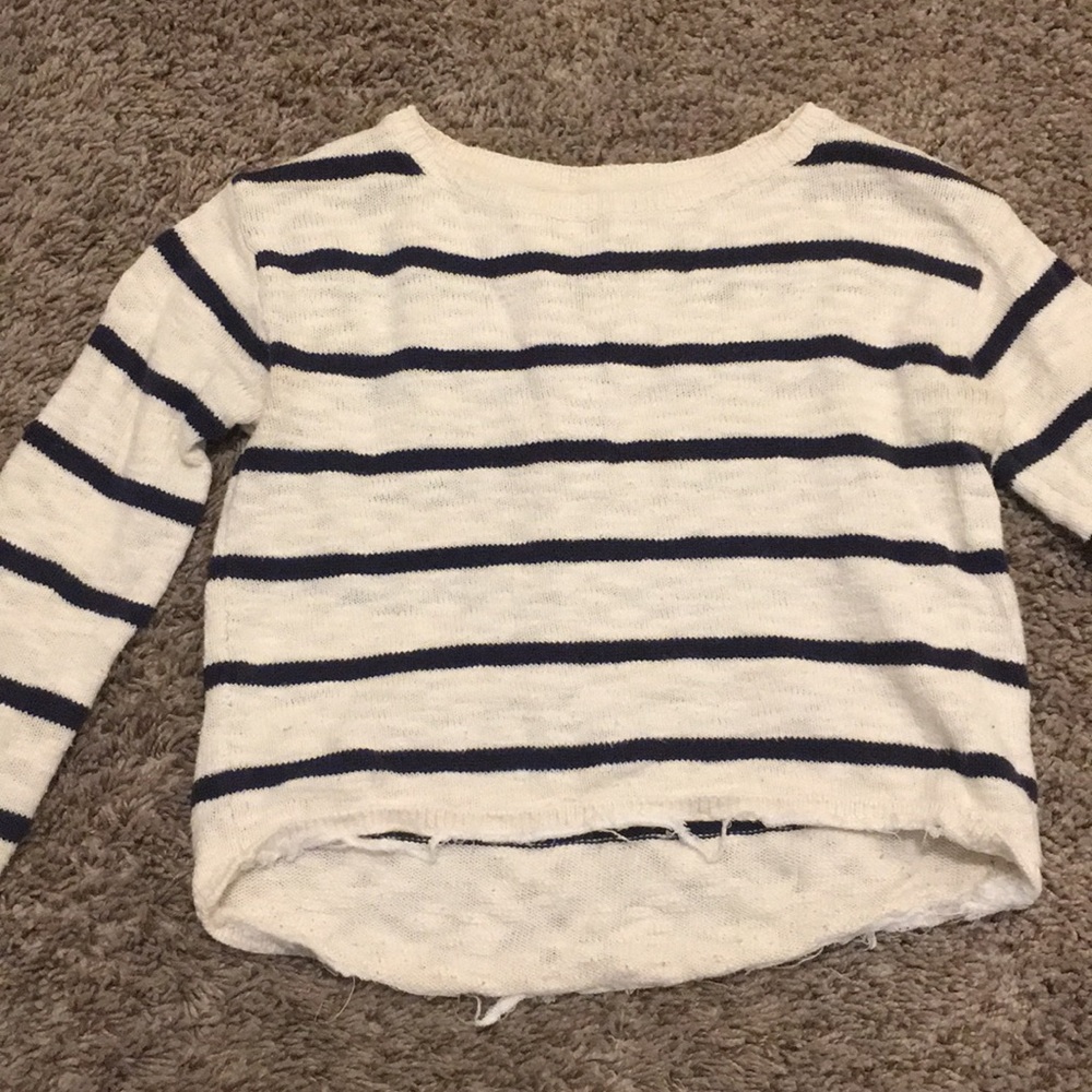 blue and white sweater